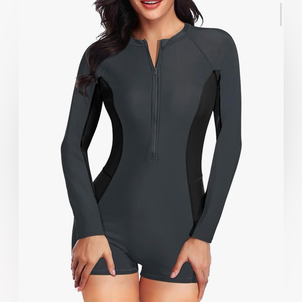 Women long Sleeve Rash Guard One Piece Swimsuit